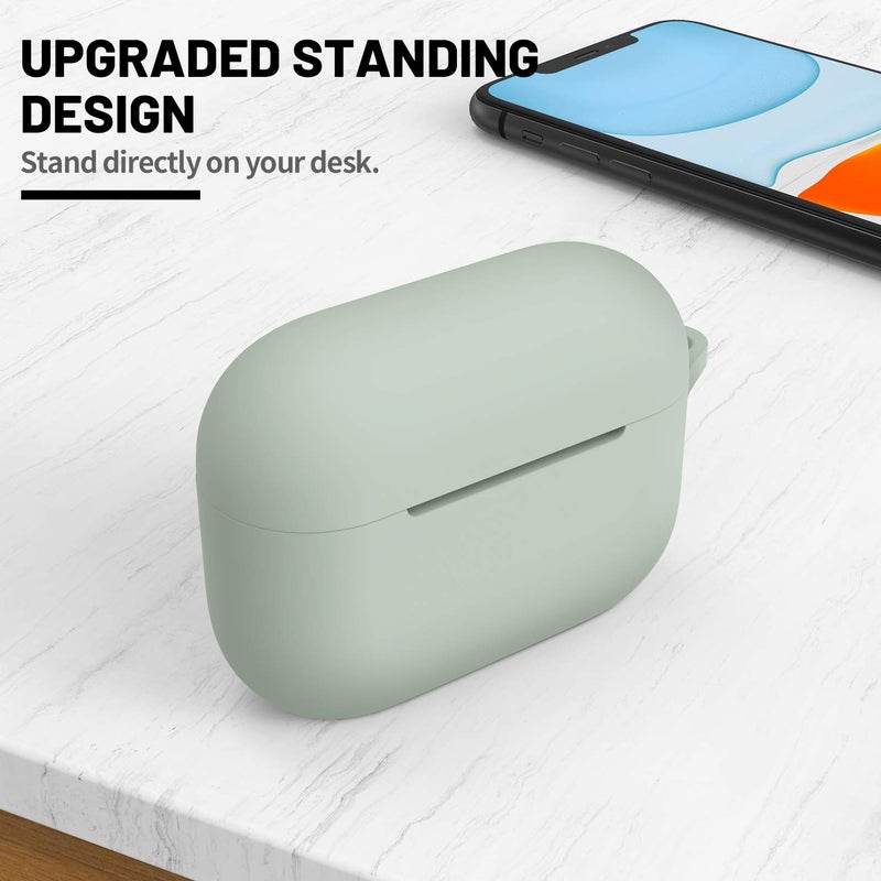 ATUAT for AirPods Pro 1st/2nd Generation Case Cover, Protective Silicone Skin Accessories with Keychain for Women Men for Apple AirPods Pro 2019/2022 Charging Case,Front LED Visible-Fog - Image 2